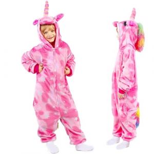 Vcumter Enfants Licorne Onesie Pyjama - Combinaison Unisexe Costume Cosplay Licorne V&ecirc;tements De Nuit Enfants Pyjamas l'hiver Surpyjama pour Carnival Halloween D&eacute;guisement Cadeaux Les 5-7 Ans Fille (huasite, neuf)