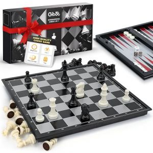 Gibot Jeu D'&Eacute;checs, 3 en 1 Echiquier Magnetique, Echec Deluxe Pliable Portable Echecs, D'&eacute;chiquier, Chess Board pour Enfants Adultes F&ecirc;te Voyage, Noir et Blanc 32&times;32 cm (KLYEU, neuf)