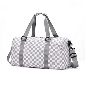 Hixingo 35L Sac de Sport - Femmes et Hommes Sac de Voyage Pliable Garcon Grand avec Compartiment de Chaussures et Poche Humide pour Sac de Gym, Fitness, Workout (35L,Damier Gris) (Hixin, neuf)