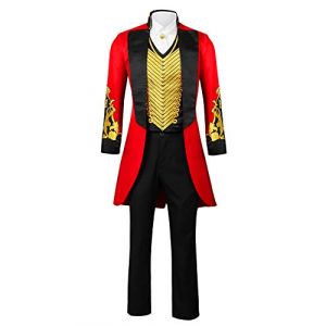 Funhoo Adulte Hommes Rouge Cirque Costume Ringmaster PT Barnum Showman Jacket Costume Cosplay Carnaval Uniforme F&ecirc;te Tailcoat Veste D&eacute;guisement (S, Noir/rouge) (FunHoo, neuf)