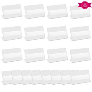 Porte Étiquette Transparent, 20Pcs Affichage du Signe en Acrylique, 8x5,3cm Prix Étiquette Stand, Supports d'Affichage Transparents pour Étagère, Marchandises, Bureau et Siège de Numéro (SUOKAIXIN, neuf)