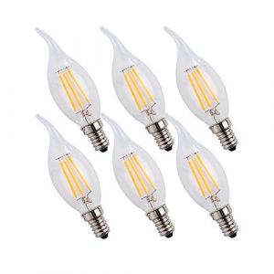 ENGEYA Ampoule LED Filament 4W, Forme Flamme, Ampoule E14 Petite Vis Edison, Equivalent 40W, Blanc Chaud 2700K/400 Lumens,AC 220-240V, Non Dimmable, Lot de 6 (Engeya, neuf)
