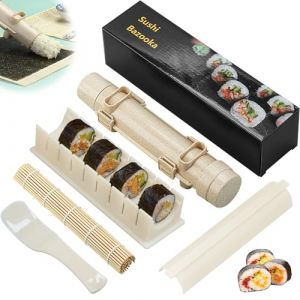 Kit de fabrication de sushis, kit de machine à sushis, presse à sushis avec formes de moule à riz à sushis, kit de rouleau à sushis, kit à sushi pour débutants, moule à onigiri à la maison (lot de 5) (NEWLISHOP, neuf)