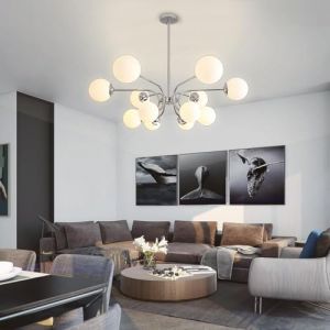 LYSDjia Spoutnik Lampe suspendue &agrave; 12 lumi&egrave;res en m&eacute;tal du milieu du si&egrave;cle pour salle &agrave; manger cuisine &icirc;lot lustre moderne en forme de globe luminaire suspendu pour salon entr&eacute;e hall d'entr&eacute;e Suspens (LYSDjia-FR, neuf)