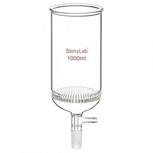 stonylab Entonnoir de Filtration en Verre, Entonnoir de Filtration en Verre Borosilicaté avec Raccord de Tuyau de 10 mm et Joint Standard 24/40 pour Test de Filtration, 1000 ml (J&D Tech FR, neuf)