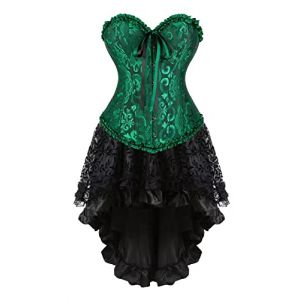 Jutrisujo Robe Corset Femme Bustier Jupe Sexy Dentelle Floral Gu&ecirc;pi&egrave;re Lingerie Grande Taille Burlesque Halloween Vert 7XL (jutrisujo Unique, neuf)