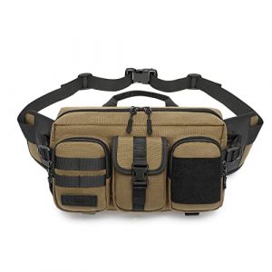 FANDARE Sac Banane Sacoche Bandoulière Homme Militaire Sac de Poitrine Sac d'Epaule Sac de Course Sac Sport Sac Bandoulière pour Voyage Randonnée Cyclisme Jogging Kaki (FANDARE, neuf)