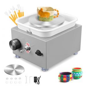 Tour de Potier, Couleeur 2000RPM 30W Tour de Poterie Électrique avec Bassin en ABS Amovible et Plateau Tournant de 6.5/10cm Tour Potier Poterie Enfant et Adultes Outil de Bricolage pour Céramique (LUCKY FLOWER LIMITED, neuf)