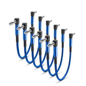 Elebase Câbles Patch Guitare 6 Pack 15cm,Cordons d'Instrument Coudé Tricoté,Connecteur Mâle Alimentation Angle Droit Convient pour Pédales d'Effet Guitare/Basse,Jack Audio Stéréo Amplificateur (Elebase EU, neuf)
