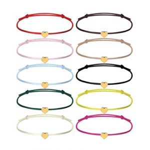 FUGLUS Bracelets pour fille,Lot de 10 bracelets d'amiti&eacute; tiss&eacute;s &agrave; la main,bracelets d'amiti&eacute; en forme de c&oelig;ur,r&eacute;glables, pour gar&ccedil;ons et filles,avec motif c&oelig;ur, taille ajustable,pour enfants et femmes (BOOKING PRICELESS, neuf)