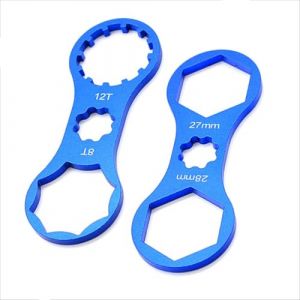 SIRLOMU 2 pi&egrave;ces cl&eacute; v&eacute;lo Outil de r&eacute;paration de fourche de v&eacute;lo pour VTT SR Suntour XCR/XCM/XCT/RST, d&eacute;montage et remontage du capuchon de fourche, double cl&eacute; de rechange (SHI  DABAO DE DIAN, neuf)