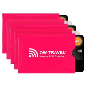 OW-Travel Etui Carte Bancaire Anti Piratage. Porte Carte Antivol Anti Fraude. Etui Protection Carte Bancaire sans Contact. Porte Carte Bancaire Anti Piratage (RFID Pochette Carte 5 Rose) (One-Wear Store, neuf)