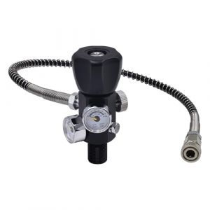 DRYHTEN Adaptateur de station de remplissage &agrave; valve DIN 4500 psi / 300 bar avec tuyau de 50 cm double manom&egrave;tre pour le chargement r&eacute;servoir Scuba, paintball, PCP, airsoft, plong&eacute;e, cylindre HPA (M18 (huizhoushiyouyankejiyouxiangongsi, neuf)