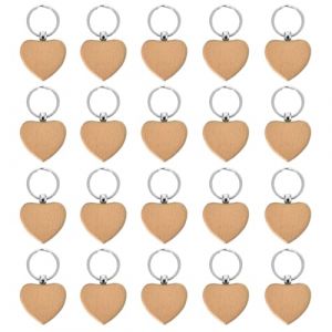 Porte Cl&eacute; En Bois &Agrave; Graver 20 Pi&egrave;ces Porte Cl&eacute; En Bois Brut Porte-cl&eacute;s En Bois Vierge Personnalis&eacute; Porte Cl&eacute; Vierge Bois En Forme De Coeur Pour Bricolage,graver Et Peindre, Pyrogravure Et D&eacute;cor (Aiyuante, neuf)