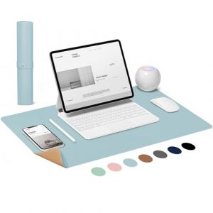 LeKuni Sous Main Bureau 80X40cm, Tapis de Souris XXL Antidérapant, Tapis Bureau Double Face En Cuir Et Liège, Protecteurs De Bureau Étanche Pour Le Bureau Et La Maison, Bleu (KASINO Direct, neuf)