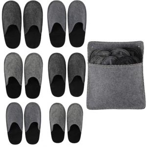 Clevich Lot de 6 Paires Chausson Invité, Unisexe Chaussons Semelle Feutre, Pantoufles de Voyage Antidérapantes, pour Maison, Spa, Hôtel, Voyage, Comprenant un Sac de Rangement, 6 Tailles (Towncome, neuf)