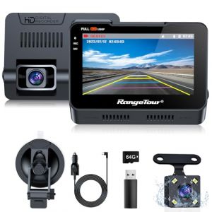 Range Tour Dashcam Voiture Avant Arri&egrave;re et avec Carte SD 64G, 1080P FHD 4,3" Cam&eacute;ra Embarqu&eacute;e Voiture avec Grand Angle 170&deg; G-Capteur Mode Stationnement 24H Vision Nocturne Enregistrement en Boucle (rtdz, neuf)