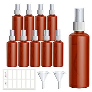 Qoosea 10 pcs Flacon Vaporisateur Ambré, 100ml Bouteille Spray Plastique Vide Avec Pulverisateur de Brouillard Fine, Vaporisateurs Cosmétiques (lysmuk, neuf)
