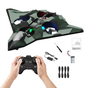 Doramier 2.4Ghz Avion de Chasse T&eacute;l&eacute;command&eacute;,Avion T&eacute;l&eacute;command&eacute; avec LED, Rotation &agrave; 360&deg;,4 h&eacute;lices, Planeur Volant Jouet pour Enfants Adult Anniversaire No&euml;l F&ecirc;te Cadeaux (Blue) (Armel Ange Group, neuf)