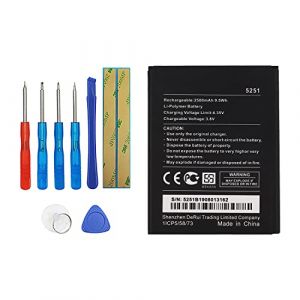 Vvsialeek WIKO 5251 Batterie compatible avec Wiko Pulp 3G 4G Wiko Robby avec kit d'outils 2500 mAh (Smartphone-accessories, neuf)