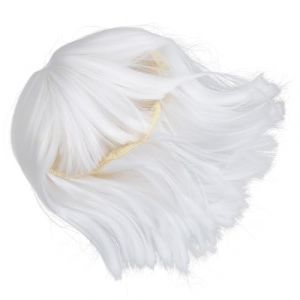 Healifty Perruque Blanche avec Frange Synth&eacute;tique Courte et Lisse pour Femme Accessoire de Cosplay D&eacute;guisement pour F&ecirc;tes et Vacances (Madonna Tied, neuf)