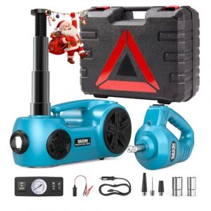 SEESII Hydraulique 5 tonnes, 12V Cric électrique Voiture Kit (Portée de Levage 17,7 Pouces) - Hydraulique 3en1 avec Clé à Chocs et Gonfleur - Cric Sol pour SUV/Pick (SeeSii-EU, neuf)