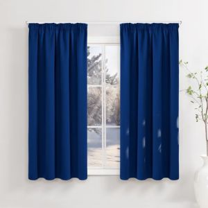 Runy&eacute;la Rideau Occultant Thermiques Isolant 120x140(LxH) Lot de 2 avec Galon Fronceur Anti Froid et Chaleur, Rideaux Opaque Anti UV D&eacute;coration Int&eacute;rieure Chambre Salon Bleu Roi (Runi-EU, neuf)