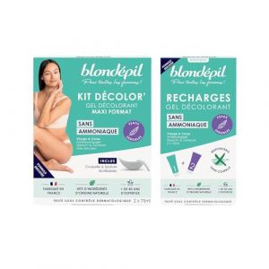 Blondépil, Lot Decolor’Sans Amoniaque, creme decolorante visage & corps, Tolérance peaux sensibles, Rapide & Efficace, Made in France,89% d’ingrédients d’origine naturelle,Tubes 2x75ml Recharge 2x75ml (Les Petits Plaisirs France, neuf)