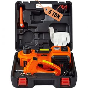 VEVOR Cric Hydraulique Électrique 5 T 12 V DC pour Dépannage Routière Démonte-Pneu Voiture Automatique, Levée 155-450 mm Adulte Unisexe, Orange, Petit (New Clear FR, neuf)