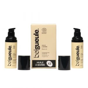 Belgueule Huile S&egrave;che Barbe Homme Bio &ndash; Fortifiante et Nourrissante &ndash; 7 Huiles Naturelles et Vegan &ndash; Made in France &ndash; Soin Pousse Barbe, Hydratation et Protection Sans Effet Gras (Lot de 2) (Belgueule, neuf)