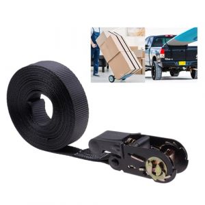 Sangle a Cliquet 25mm x 8M,Sangle Arrimage Étendeur à Cliquet, Chaîne de Resserrage de Marchandises,Ceinture de Fixation pour Porte-Bagages de Voitures,Motos,Polyester | Se Charger 800kg/(Noir) (SenaiMy, neuf)