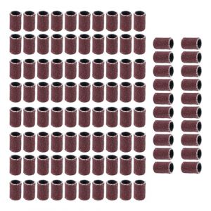 Ujjdwiurgh 100PCS Embouts Ponceuse Faux Ongle Manucure Kit Sanding Nail Drill 80# rouge (junzhi., neuf)