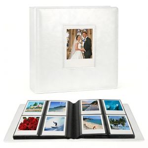 Album photo &agrave; 256 pochettes pour photos instantan&eacute;es Polaroid i-Type/600/SX-70, compatible avec Fujifilm Wide 300/400, couverture rigide en cuir vegan avec fen&ecirc;tre avant (blanc) (Ruibtree-FR, neuf)