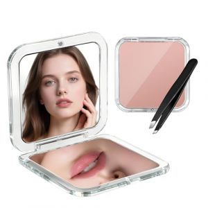 YIQILAIYA Rose Miroir Grossissant Portable 30X/1X avec Pince &agrave; &eacute;piler, 8.5 x 8.5CM Mini Miroir de Poche Maquillage, Miroir Sac a Main Femme de Voyage Pliable des Deux C&ocirc;t&eacute;s (RESTETERONEE TRADING LTD, neuf)