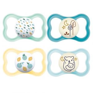 MAM Day & Night Lot de 4 tétines en silicone MAM Air Night avec 2 boîtes de transport stérilisées incluses (babywaren24, neuf)