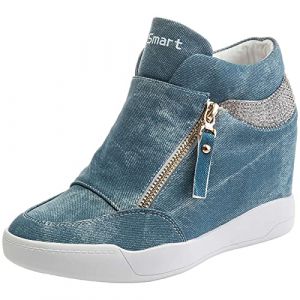 rismart Femme Talon Compens&eacute; Plateforme Bottillon &Eacute;l&eacute;gant Baskets Mode Chaussures SN15018(Denim Bleu,38.5 EU) (Fashion Shoe Shop, neuf)