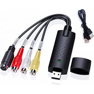 Aolirot Convertisseur vid&eacute;o et Audio USB, Convertisseur VHS vers num&eacute;rique Carte de Capture vid&eacute;o USB 2.0 Hi8 VHS vers DVD pour PC Vid&eacute;o DVD Windows XP 10/8/7 Convertitore (Jiujiustore, neuf)