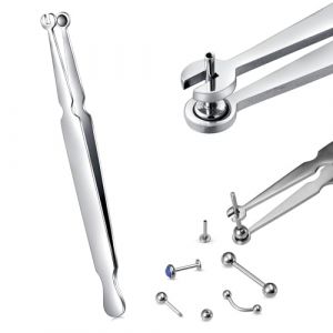 LAURITAMI Pince Piercing,Pinces &agrave; fixer les boules de piercings,Outil de Changement de bijoux Pince a Piercing Changement facile pour les bijoux de cartilage nez Labret Helix Piercings (FaLan Jewelry, neuf)