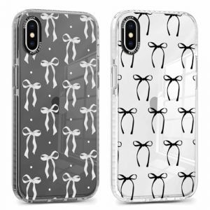 Xylota 2 x Coque pour iPhone X/iPhone XS 5,8", Transparente &Eacute;tui avec Aesthetic Motif Noeud Papillon Filles Femmes Case, Souple Silicone Mince TPU Housse Antichoc Antirayures Cover pour iPhone X,02 (AMCREST HOLDINGS, neuf)