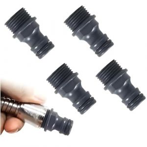 YAZWUR Lot de 4 raccords de tuyau d'arrosage, adaptateur pour robinet, embout tuyau arrosage, raccord gardena, pi&egrave;ces et raccords de tuyau G1/2, Filetage ext&eacute;rieur, Plastique ABS (1/2 pouce) (Noir) (Romanimania OU, neuf)