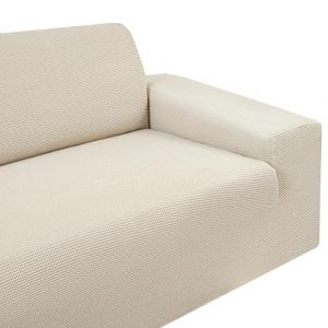 BLUZIMAN® Housse Canapé 3 Places, Couvre Canapé Fabriqué en Europe, Protege Canape Chat et Chien, Housse de Canapé Super Extensible Accoudoir, Tissu Premium (Trois Places, Ivoire) (BLUZIMAN, neuf)
