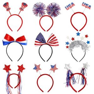 Hogvinnatil Banque patriotique, bandeau pour le jour de l'ind&eacute;pendance - Hoop pour cheveux 9x rouge blanc bleu blanc,D&eacute;coration de cheveux &eacute;toile, coiffe de drapeau am&eacute;ricain, accessoires (rivtandt, neuf)