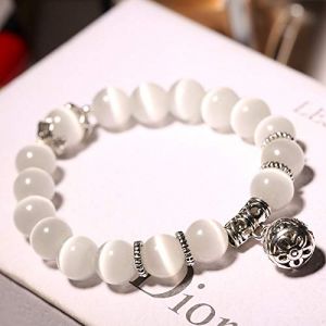 Ndier Bracelet Femme, 7 Chakra Pierre Naturelle Perle Blanc Oeil De Chat Cristal &Eacute;lastique Bracelet Yoga Pendentif en Argent Bijoux pour Hommes Dames Cadeau De Couple De No&euml;l (shangpujiao, neuf)