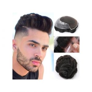 Perruque pour homme, Perruque for hommes d&eacute;li&eacute; dentelle suisse mince PU m&acirc;le perruque Remy syst&egrave;me de remplacement de cheveux humains proth&egrave;se capillaire toupet hommes,Perruque blonde(Sliver White,6x (zhuyanbo, neuf)