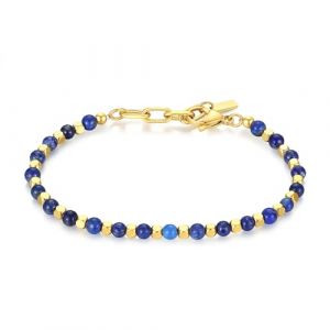 GAVU Bracelet Perle Homme, Bracelet Pierre Naturelle Lapis Lazuli Homme, Bracelet Acier Inoxydable Plaqu&eacute; Or pour Hommes (GAVU, neuf)