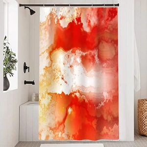 Uiiooazy Rideau Douche Anti Moisissure, Rideau de Douche 120x180cm Rouge Effet Marbre Orange Moderne Rideaux de Baignoire Tissu Lavable Imperméable Polyester Rideaux Salle de Bain avec 8 Crochets (dongguibinjingpinxiaodianpu, neuf)
