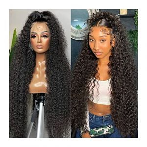 Perruque Deep Wave Lace Wig Glueless 360 Lace Front Wigs Long Wave Curly 13x4 Lace Frontal Wigs Brésilien Remy Hair Curly 4x4 Lace Wigs for Women Perruques Cheveux(360 Lace Wig,34inches) (huangliangyichang, neuf)