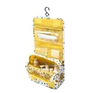 Trousse De Toilette Originale Femme Le-Globe-Trotteur Fleurs Bordeaux Pliable Imperméable Avec Poignée De Transport Pour Produits Beauté Et Douche (Smiley Jaune) (PJSshop, neuf)