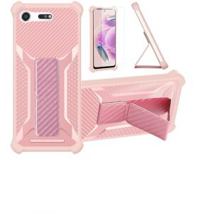 bojioderf Coque pour Sony Xperia XZ Premium Coque &Eacute;tui Case Cover Hybride [avec Protection d'&eacute;cran en Verre tremp&eacute;] [Support magn&eacute;tique Pliable] [givr&eacute; r&eacute;sistant aux Empreintes digitales] Rosa (Oujietong, neuf)