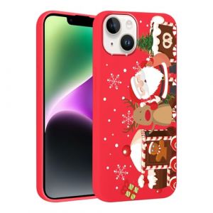 Vxinvnoi No&euml;l Coque pour iPhone 14/iPhone 13, Etui en Rouge Silicone avec Collection Noel Dessin Anim&eacute; Motif Housse, Antichoc TPU Souple Bumper Protection Case pour iPhone 13 6,1", P&egrave;re No&euml;l (FORSALOR TRADING, neuf)